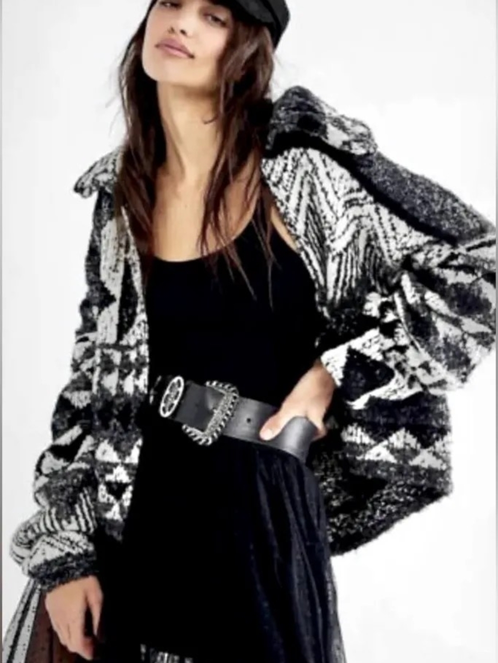Free People One & Another Open Front Wool Blend Slouchy Cardigan